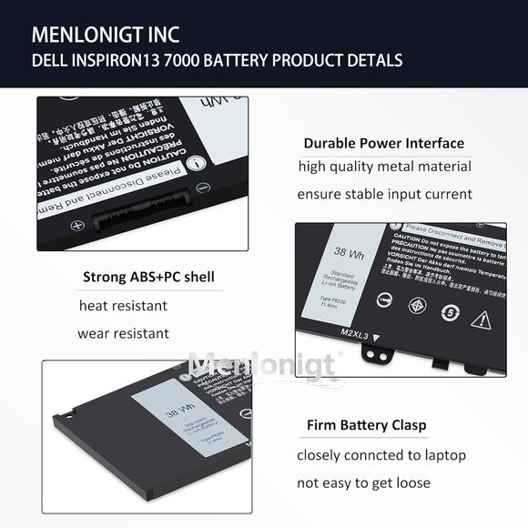 New 38Wh F62GO Battery Replacement For Dell Inspiron 13 7000 7373 7386 2-in-1 73 - Picture 3 of 5